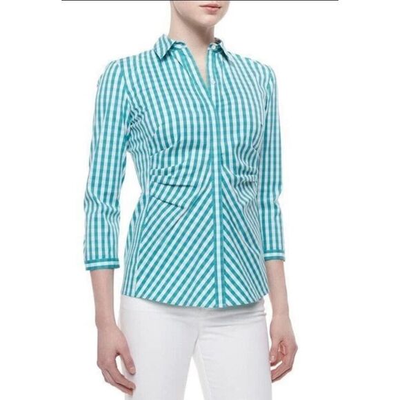 Lafayette 148 button up shirt sz 0 and a pencil skirt sz 2 set career preppy - Picture 6 of 16